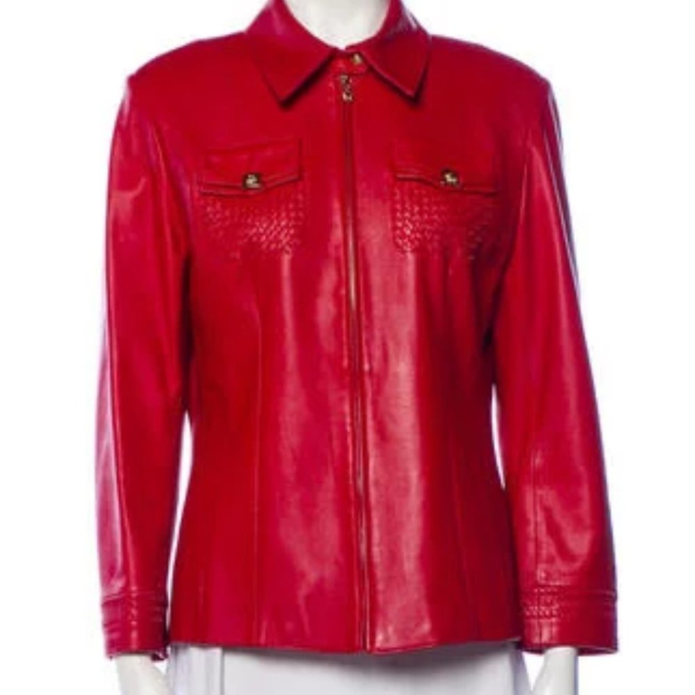 St. John Red Sport Leather Jacket